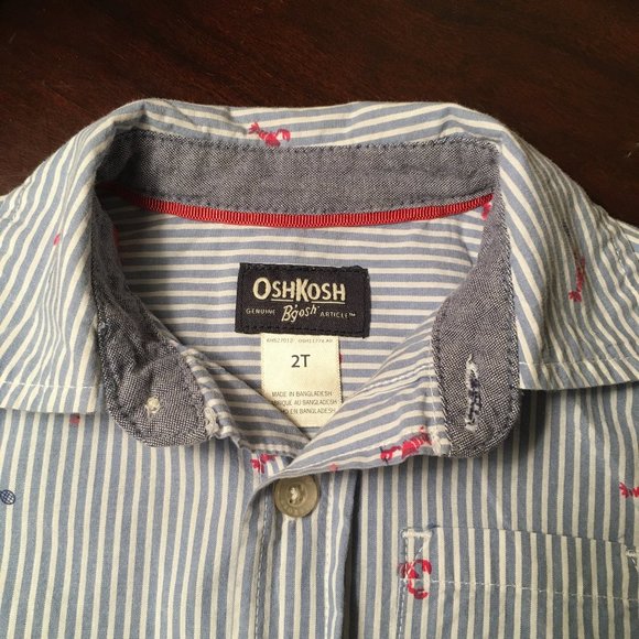OSHKOSH Button Front Lobsters Play Badminton Shirt - Picture 4 of 14